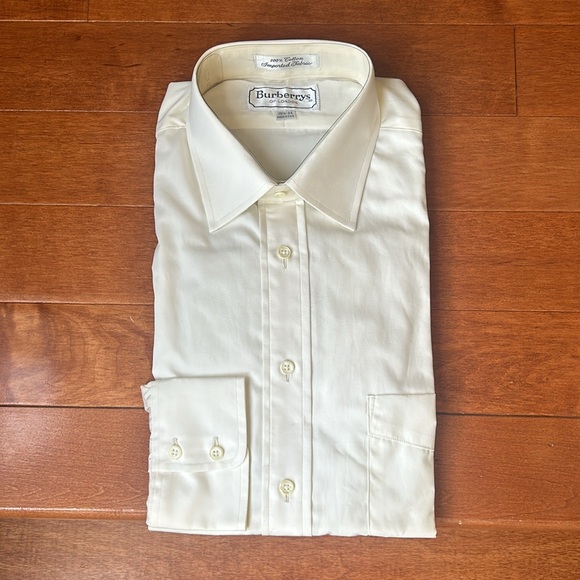 NWT Vintage Off White Burberry Button Down Men's Dress Shirt
